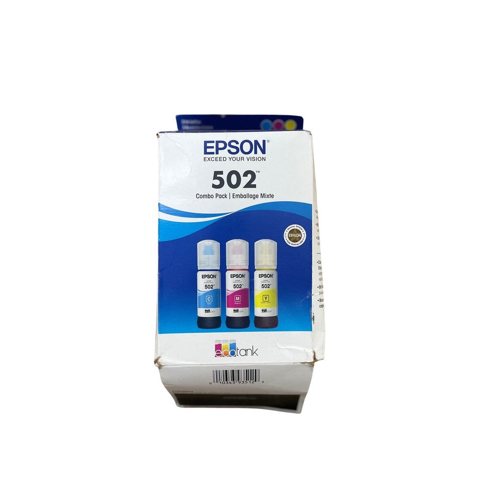 Epson 502 EcoTank Ink Bottles 3-Pack Cyan Magenta Yellow T502520-S Sealed